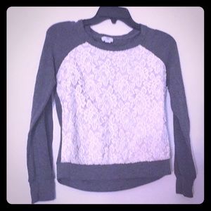 Rose Lace And Gray Long Sleeve Shirt